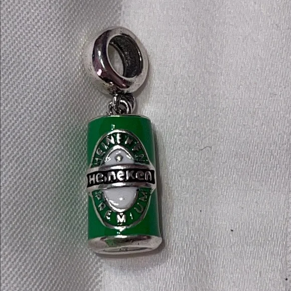 Pandora Sterling Silver 925 Heineken Beer Can Green Charm Pendant - Picture 4 of 6